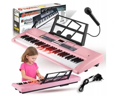 Suprimo DIDELĖ KLAVIATŪRA ORGANINIS PIANO 61 KLAVIŠAS APŠVIETANTI LED KLAVIŠAI ROŽINIAI