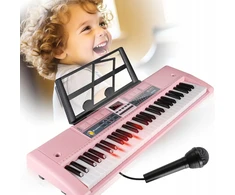 Suprimo DIDELĖ KLAVIATŪRA ORGANINIS PIANO 61 KLAVIŠAS APŠVIETANTI LED KLAVIŠAI ROŽINIAI