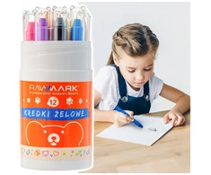 Teka Susuktos gelinės kreidelės vaikams RAWMARK 12 vnt + šepetėlis