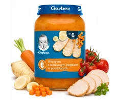 Vaikiška tyrelė GERBER su kalakutu, pomidorais ir daržovėmis, 190 g