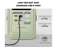Swarey LiFePO4 elektrinė, 192 Wh saulės generatorius su 140 W greito įkrovimo prievadu
