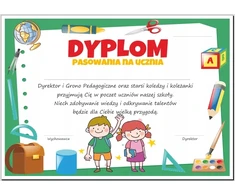 SzkolneNaklejki Dyplom: Pasowania na Ucznia (A4 gruby papier)