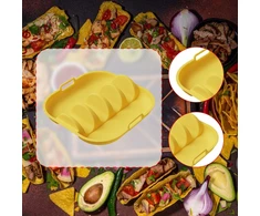 „Taco“ laikiklio lėkštėje telpa iki 4 „Taco“ daugkartinio naudojimo „Taco“ apvalkalo laikiklio geltonos spalvos