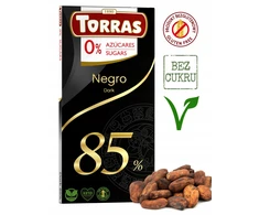 Tamsus šokoladas 85% kakavos be cukraus Torras 75 g