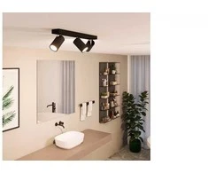 Taškinis LED šviestuvas PHILIPS IDRIS, IP44, 3xGU10, max 3x5W, juodos sp., 8,3x44,2x12cm