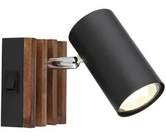 Sieninis šviestuvas Taškinis šviestuvas GLOBO KAYDEN, 1xGU10 max 1x25W metalas/medis juodos sp 8x10x12,5cm