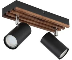 Lubinis šviestuvas Taškinis šviestuvas GLOBO KAYDEN, 2xGU10 max 2x25W metalas/medis juodos sp 8x10x26cm