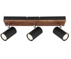 Lubinis šviestuvas Taškinis šviestuvas GLOBO KAYDEN, 3xGU10 max 3x25W metalas/medis juodos sp 8x12,5x41cm