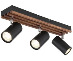 Lubinis šviestuvas Taškinis šviestuvas GLOBO KAYDEN, 3xGU10 max 3x25W metalas/medis juodos sp 8x12,5x41cm