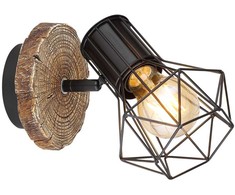 Lubinis šviestuvas Taškinis šviestuvas GLOBO Priska, 1 x E27, 60W, medžio/juodos sp., 13 x 18,5 x 19,5 cm
