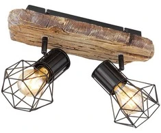 Lubinis šviestuvas Taškinis šviestuvas GLOBO Priska, 2 x E27, 60W, medžio/juodos sp., 12 x 23 x 38,5 cm