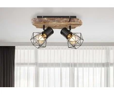 Lubinis šviestuvas Taškinis šviestuvas GLOBO Priska, 2 x E27, 60W, medžio/juodos sp., 12 x 23 x 38,5 cm