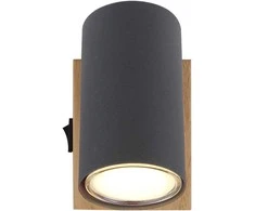 Lubinis šviestuvas Taškinis šviestuvas GLOBO Robby, 1 x GU10, 25W, medžio/ antracito sp., 7 x 10 x 12 cm