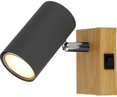 Lubinis šviestuvas Taškinis šviestuvas GLOBO Robby, 1 x GU10, 25W, medžio/ antracito sp., 7 x 10 x 12 cm