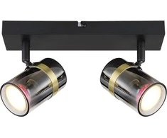 Lubinis šviestuvas Taškinis šviestuvas GLOBO TRABBY, 2xGU10 max 2x8W, juodos sp stiklas dūmų sp 6x12,5x26cm