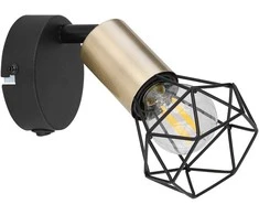 Lubinis šviestuvas Taškinis šviestuvas GLOBO Xara I, 1 x E14, 40W, juodos/žalvario sp., 8 x 13,5 x 13 cm