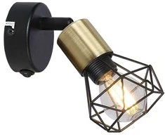 Lubinis šviestuvas Taškinis šviestuvas GLOBO Xara I, 1 x E14, 40W, juodos/žalvario sp., 8 x 13,5 x 13 cm