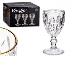 Vivalto Taurės vynui DIAMOND AU, 6 vnt., 250ml, auksiniu kanteliu