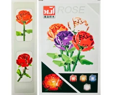 Technic MJI 13030 blokeliai - Raudona LED Rose, romantiška gėlė 77 vnt.