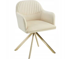 Tectake Scallop Glamour smėlio spalvos minkšta pasukama kėdė