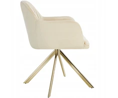 Tectake Scallop Glamour smėlio spalvos minkšta pasukama kėdė