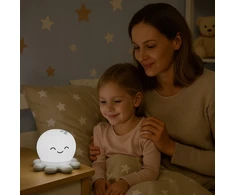 Tekan Naktinė lempa LED DLA DZIECI SILIKONOWA OŚMIORNICA KOLOROWA MIĘKKA USB-C RGB
