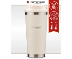 Praktyczny kubek termiczny ze stali nierdzewnej w kolorze ecru su praktycznym laikikliu, talpa 560ml - Peterson