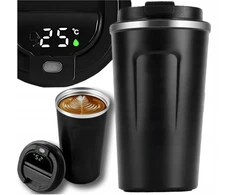 Terminis puodelis, termosas 380ml, automobilinis laikiklis kavai, arbatai ir smart LED