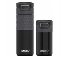 Terminių puodelių rinkinys Kambukka Obsidian (termo puodelis Etna 300 ml Pitch Juodas + Etna Grip 500 ml Juodas Steel)