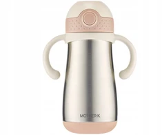 Termo gertuvė su šiaudeliu Mother-K Hug kreminė, 350 ml.