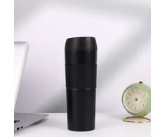 TERMOSAS ARBATAI IR KAVAI DIDELIS, NESKLYDUS, Juodas TRAVEL 450ml MONTESSA