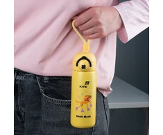 Termosas su šiaudeliu vaikams, geltonas, su metaliniu sieteliu, 430 ml Kite
