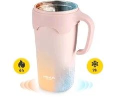Termosinis puodelis su šiaudeliu, 650 ml, rožinis