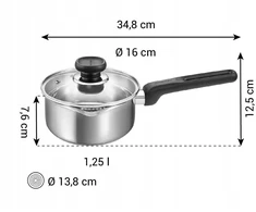 TESCOMA BRAVA puodas su dvigubu snapeliu ir dangteliu, ø 16 cm, 1,25 l