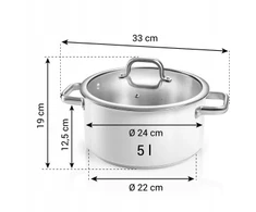 Tescoma puodas Delight 24cm 5l su dangčiu, nerūdijantis plienas