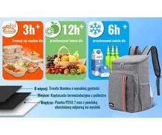 THERMAL BAG 23L, atsparus vandeniui kelionėms, iškyloms ir paplūdimiui, pilkas, išlaiko temperatūrą iki 12 valandų