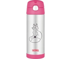 Thermos Termosas su šiaudeliu vaikams - 470 ml, nerūdijančio plieno, rožinis