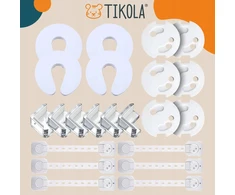 Tikola Apsaugų komplektas spintelėms, stalčiams, KAMPINIAI KRAŠTAI, LIZDO UŽRAKTA, 24 ELEMENTAI