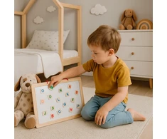 Tk Import DVIPUŠĖ MAGNETINĖ KREIDOS LENTA 2in1 33x23cm + ALFABĖLĖS MAGNETAI, KREIDA