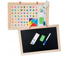 Tk Import DVIPUŠĖ MAGNETINĖ KREIDOS LENTA 2in1 33x23cm + ALFABĖLĖS MAGNETAI, KREIDA