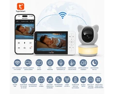 TKW Elektroninis kūdikio monitorius su 5 colių HD 1080P WiFi kamera, nakties šviesos sukimosi 355 VOX