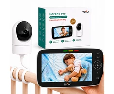 TKW Elektroninis kūdikio monitorius su 5 colių HD kamera 4000 mAh naktinio VOX laikiklio sukimosi 355 diapazonas