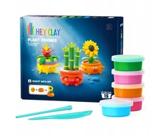 TM Toys HEY CLAY Happy Plants Plastilinas Žalias FRIENDS 15 pakelių priedai