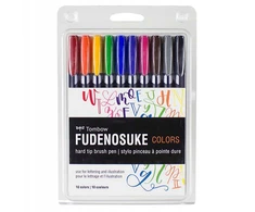 Tombow Fudenosuke teptukiniai markeriai, 10 vnt. rinkinys