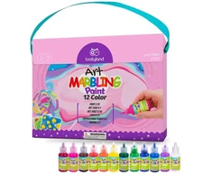 Tooky Toys Dažai dažymui ant vandens, marmuro rinkinys, 12 spalvų vaikams 3+