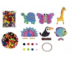 Tooky Toys Pompom Kūrybinis lipdukas vaikams Montessori Animals