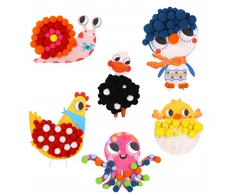 Tooky Toys Pomponų lipdukas, ūkio gyvūnai, kūrybinio meno rinkinys