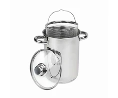 Topfann PUODAS ŠPARGŲ, MAkaronų, GRUNDČIŲ GRUVYTUVĖMS SU KOŠTUMU, 4L, DANGINIS, INDUKTINIS, DUJOS, PLIENAS