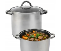 Topfann TRADICINIS NERŪDIJANČIO NERŪDIJANČIO NERŪDijančio plieno PUODAS STOCKPOT 8,5L AUKŠTOS GASTRO 24CM INDUKCINĖS DUJOS
