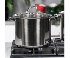 Topfann TRADICINIS NERŪDIJANČIO NERŪDIJANČIO NERŪDijančio plieno PUODAS STOCKPOT 8,5L AUKŠTOS GASTRO 24CM INDUKCINĖS DUJOS